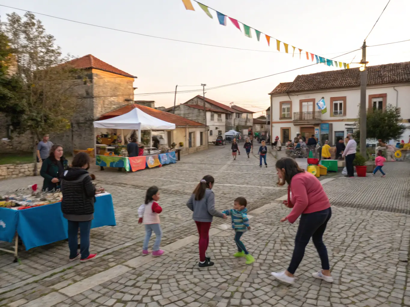 A photograph capturing a community event organized by LES AMIS DU PATRIMOINE DE TOULON-ALLIER, featuring local residents participating in a heritage-themed activity. The image should convey a sense of community engagement and cultural celebration.